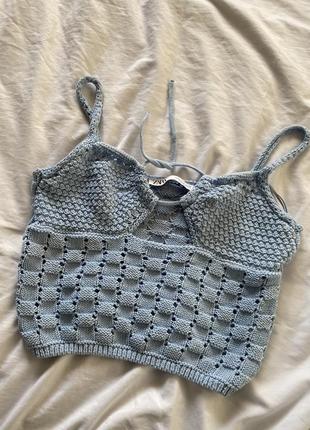 В’язаний топ топік небесного кольору зара тренд y2k zara