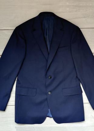 Качественный люксовый пиджак синего цвета с шерстью 40 р