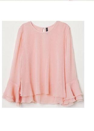 Шифонова блуза з оборками рожева h&m розмір 38