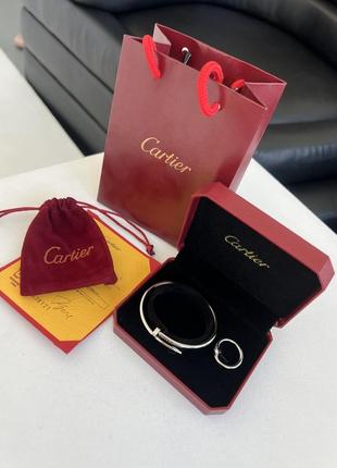 Набір прикрас браслет +каблучка cartier в подарунковій коробці /картье для дівчини /жінки
