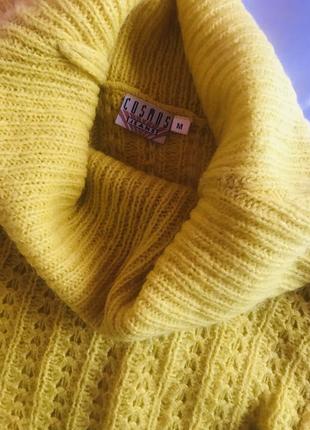 Шикарный яркий солнечный эффектный брендовый шерстяной вязаный свитер с широким горлом ☀️8 фото