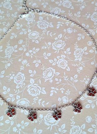 Кулон ручн работ бабочки чокер подвески цепочка кулон бохо hand made ланцюг красн baterfly сереб миниатюр полимерная