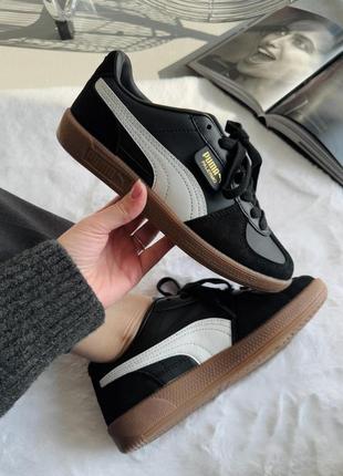 Кроссовки puma palermo leather black/gray/gum