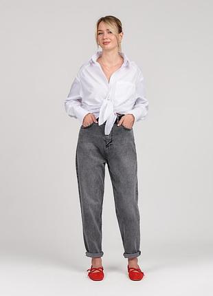 Графитовые джинсы бойфренды с высокой посадкой