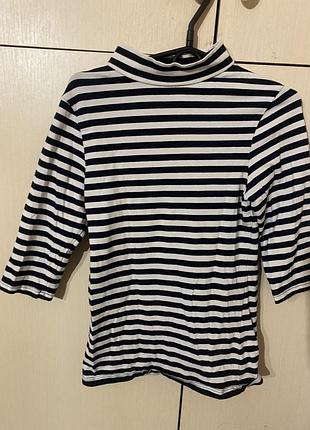 Кроп топ лонгслів з горлом трикотажний в смужку zara