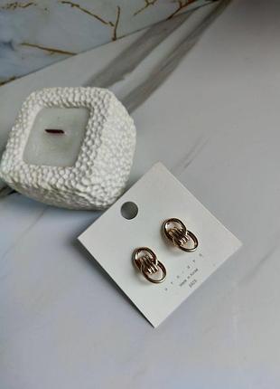Сережки пусети в золотистому кольорі, біжутерія
