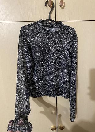 Лонглов с горлом сеточка прозрачный принт y2k la shady asos