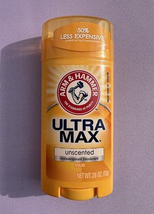 Arm & hammer ultramax, твердий дезодорант- антиперспірант, без запаху, 73 г (2,6 унції)