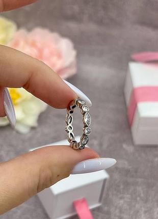 Серебряное кольцо с кубическим цирконом • семеребряное кольцо с цирконом • пандора • pandora