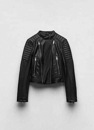 Куртка зі шточної шкіри zara