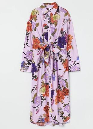 Невероятно красивое стильное платье в цветочное с бантом принт h&amp;m