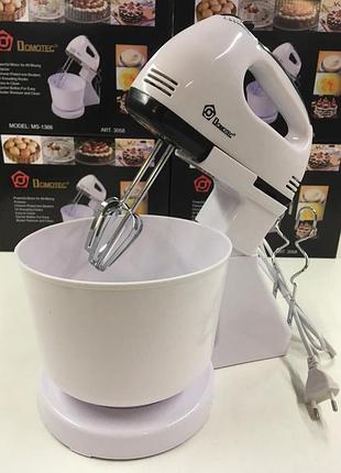 Ручной миксер с чашей domotec ms-1366 7 скоростей