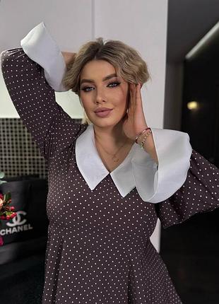 Сукня в горошок міні з комірцем арт .платье миди