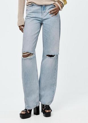 Zara джинсы с разрезами zara джинсы wide leg