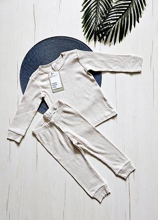 Комплект детский 86см, h&amp;m, 12-24месяцы, костюм в рубчик для девочки/мальчика, штанишки+реглан демисезонные, брюки + лонгслив хлопковые