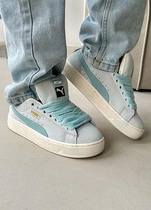 Шикарные женские кроссовки puma suede xl light blue нежно-голубые
