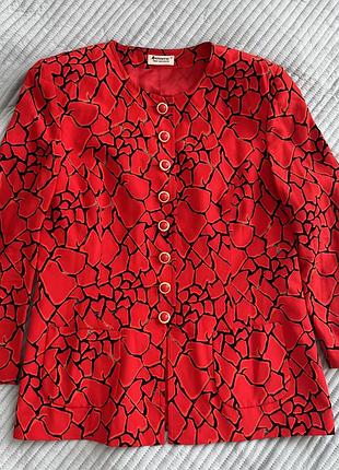 Antonette franc haushofer яркий винтажный красный пиджак жакет с железыстыми пуговицами