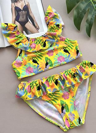 Яркий раздельный купальник h&m на девочку 8-10 лет