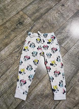 Штаны, джоггеры утепленные, с начесом, disney, minnie mouse, р. 92-98, 2-3 года, длинна 53см
