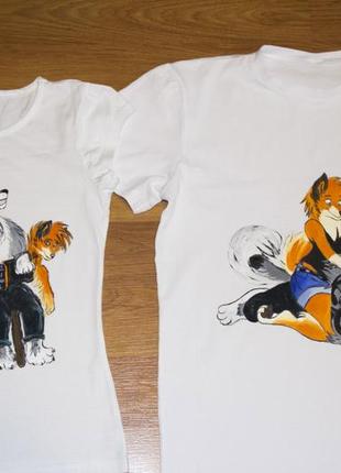 Фп006003 парні футболки з принтом "вовк і лисиця" push it1 фото