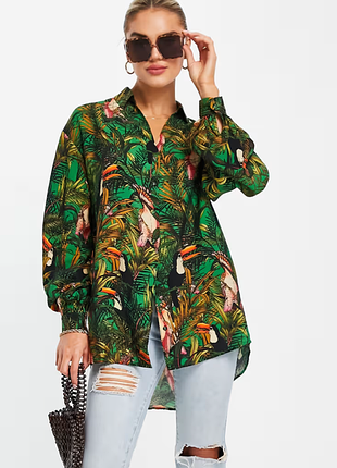 Женская рубашка green parrotрдинал-up shirt