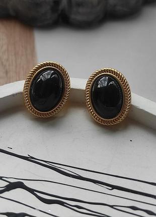Овальні, елегантні сережки в чорному кольорі ✨