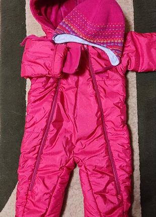 Демисезонный комбинезон+шапка, р.62