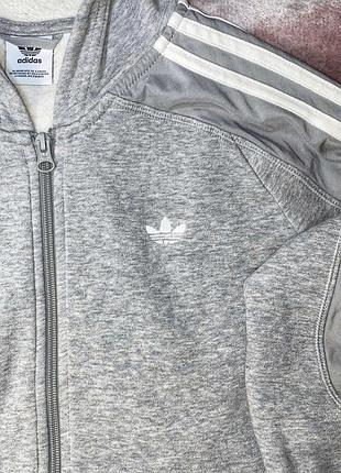 Оригінальна кофта adidas trefoil, сірий худі на блискавці, 164 см (13-14 років)