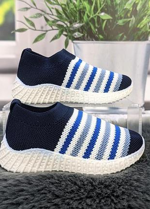 Мокасины детские текстильные синие в полоску bbt 1364