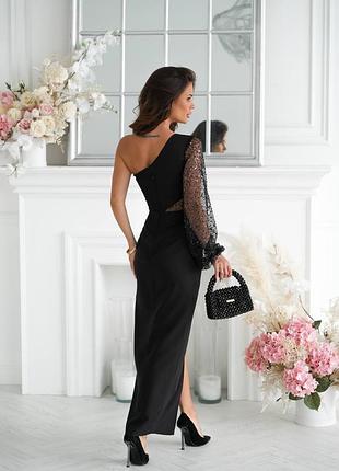 Вечірня чорна сукня максі