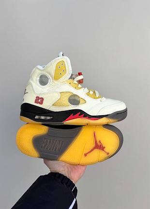 👟 кроссовки nike air jordan 5 retro off-white sail / наложка bs👟
