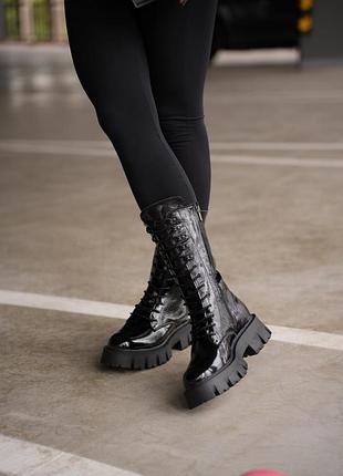 Сапоги лакированные military-24 (24 см до подошвы)✨6 фото