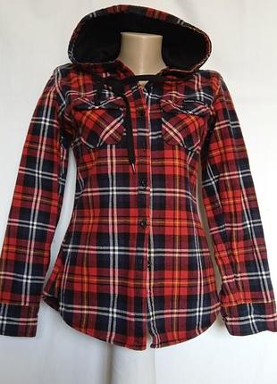 Рубашка теплая, с капюшоном, на подкладке за