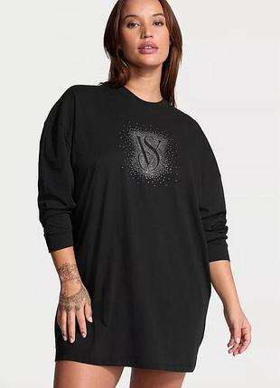 Хлопковое пижама платье ночная рубашка victoria's secret со стразами оригинал