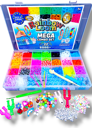 Набір для плетіння браслетів із гумок із гачком fashion loom bands set 5000 шт. з аксесуарами eu