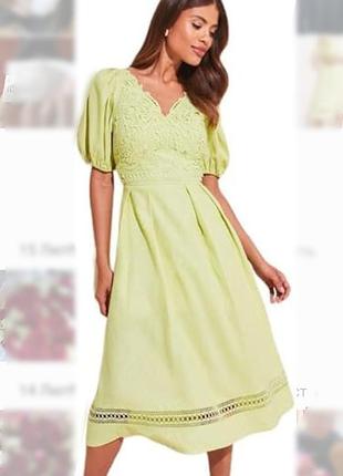 Lipsy london новое платье с прошвой лен,р.10