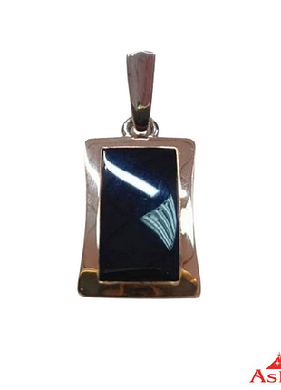 Підвіска з чорним оніксом - срібло і золото 3.22 арт.254/1п код.970219595