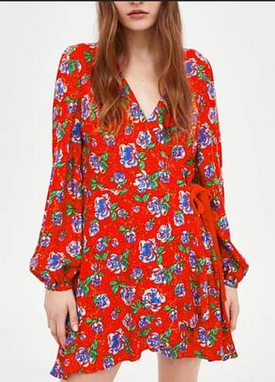 Стильне плаття з шортами комбінезон на запах в квіточки