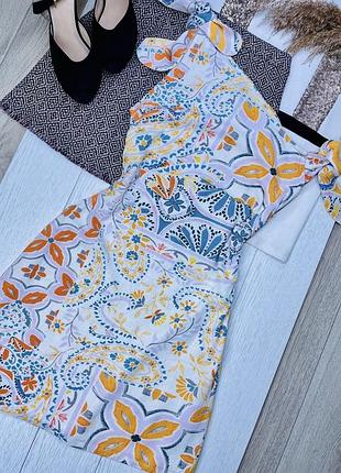 Льняное платье asos m платье из льна короткое платье в принт
