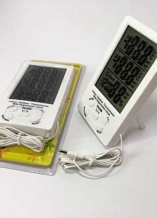 Метеостанция термометр гигрометр ta298 с часами и выносным датчиком, прибор влажность воздуха