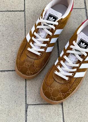 Кросівки adidas gazelle x gucci caramel brown white red