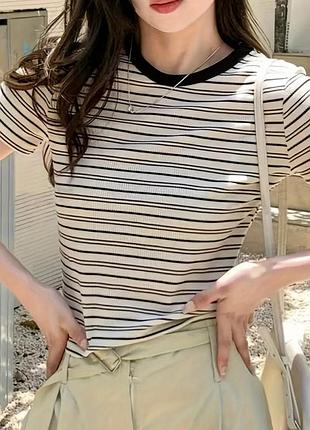 Женская полосатая футболка весна/лето