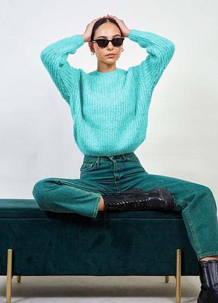 Блакитний стильний светр щільної в'язки atmosphere