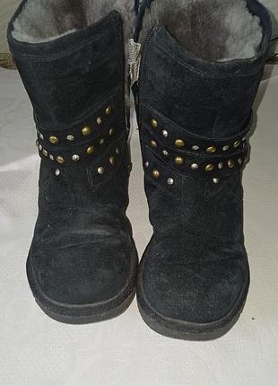 Ugg австралія жіночі чорні чоботи 7 clovis 3329 на блискавці з шипами з дубленою підкладкою