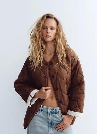Куртка женская коричневая стеганая zara new