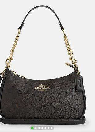 Сумка жіноча через плече coach teri signature canvas коричневий