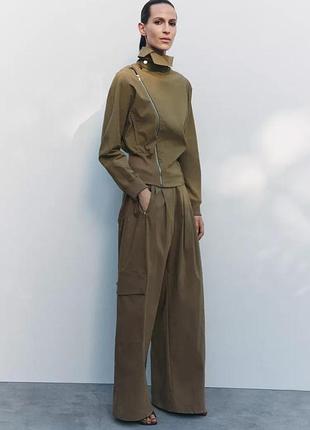Куртка женская хаки с высоким воротником zara new