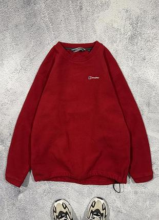 Оригінальна флісова кофта berghaus світшот фліска з утяжками червона чоловіча л хл