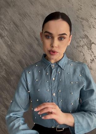 Рубашка с жемчужинками от zebra