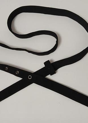 Ремень тканый ремешок тонкий черный пояс поясок женский из ткани